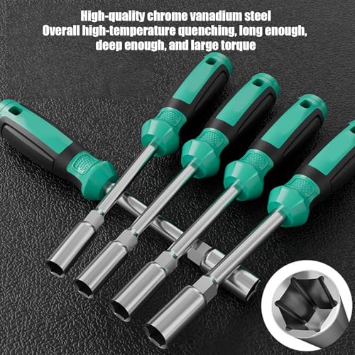 Image of Hex Nut Driver Set - 5-13mm Deep Nut Driver Set | Hollow Shaft Nut Driver | Screwdriver Set with Nonslip Hand Grips | Nut Wrench Repair Tools with Hand Grips for Ightening and Loosening Fasteners