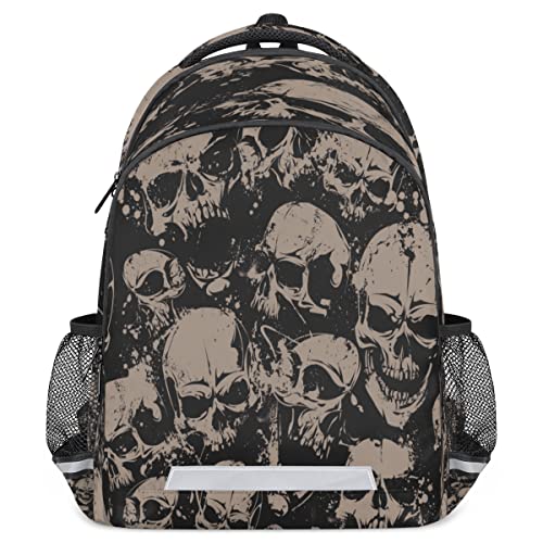 Sac à dos squelette gothique enfant noir vintage tête de mort avec sangle