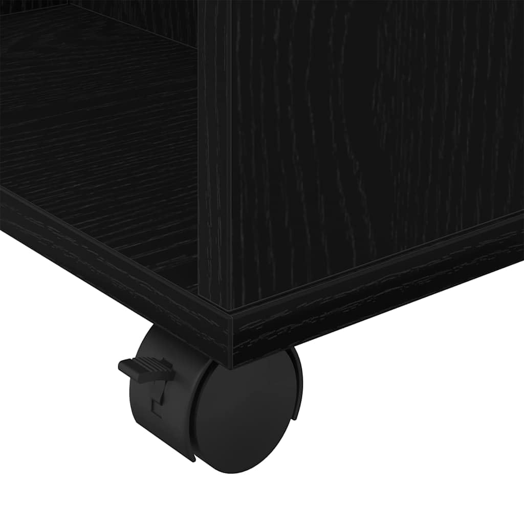 Mobiler Büroschrank auf Rollen, Aufbewahrungsschrank in Schwarz Eichen-Optik, 60 x 53 x 72,5 cm, Stabiler Rollcontainer mit 2 Fächern für Aktenordner und Bürobedarf