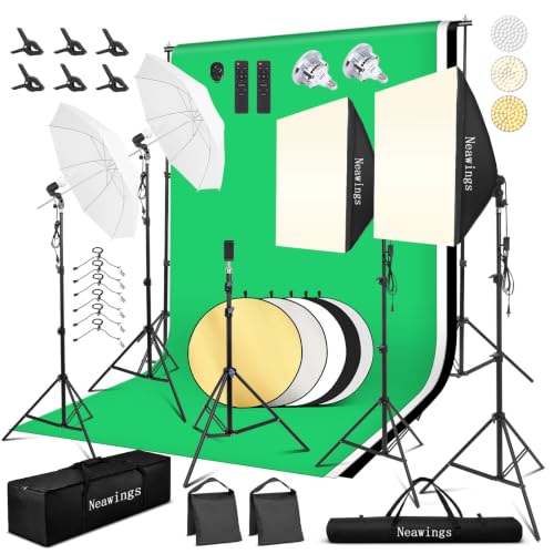 Image of Photography Backdrop Kit with Backdrop Stand, Softbox & LED Lighting - Complete Studio Equipment for Home Photo Studio, Product & Portrait Video Shoot
