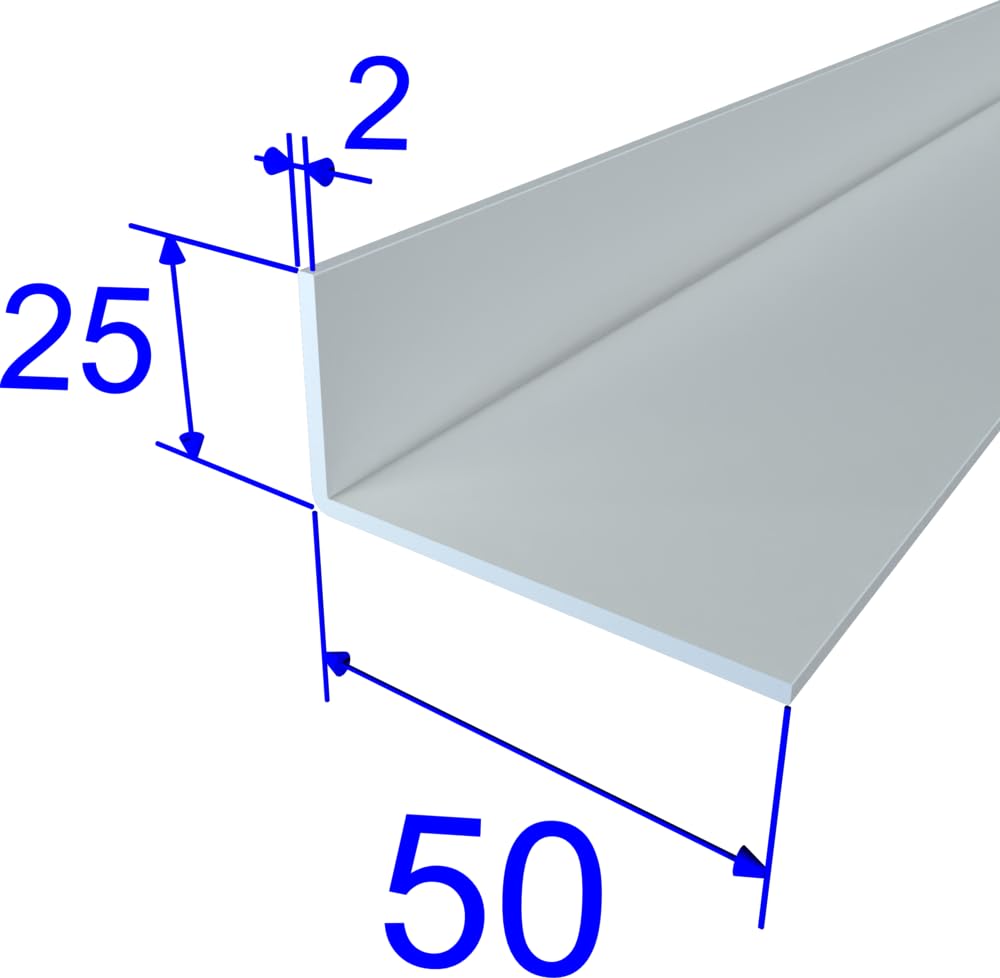 FaiX3.it - Perfil angular en L 50x25x2 mm de aluminio, lacado RAL 7044 "gris seda" mate, longitud 2500 mm