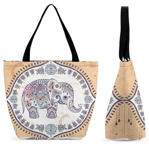 Sac à bandoulière éléphant mandala, le compagnon idéal pour vos voyages et shopping
