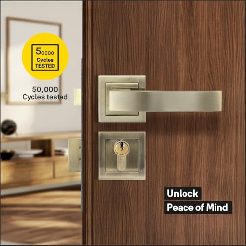 Image of Yale YECM-405-OR-TT-AB Mortise Door Lock for Bedroom /Home /Office /Hotel Suitable for Left /Right Handed Doors | Rose & Escutcheons with Thumb Turn, 3 Keys Cylinder and Lock Body (Antique Brass)