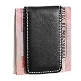 Hpmjz Black Magnetic Money Clip Minimalist Design Cash Wallet Slim Leather Business Money Holder for Card Men Wallet Christmas