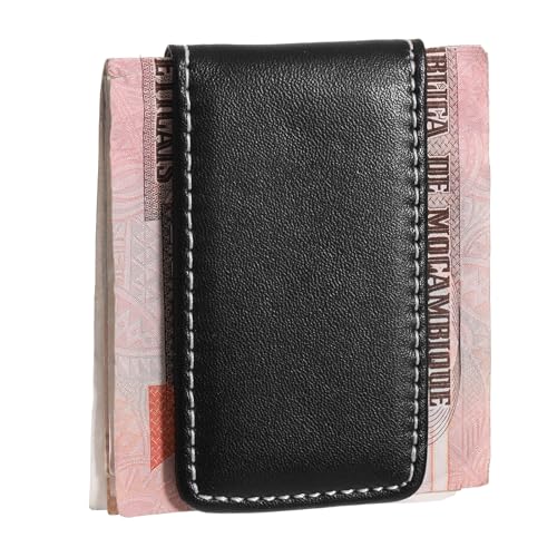 Black Magnetic Money Clip Minimalist Design Cash Wallet Slim Leather Business Money Holder for Card Men Wallet