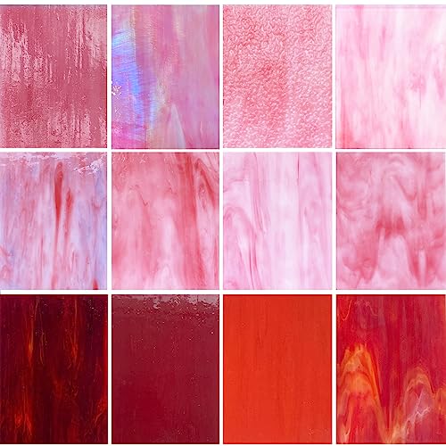 ILLUCKAI 12 Sheets Clear Textured Stained Glass 4 x 6 Inch Rainbow Iridescent Cathedral Art Sheet - Variety Textures for Glass Projects and Mosaic Crafts product thumbnail 12