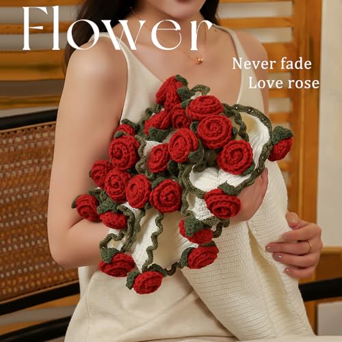 Manta de ganchillo de rosas hecha a mano chal floral lavable para sofa de 150 cm 3