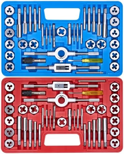 80pcs Tap and Die Set, Metric and Standard Threading Tool Kit for Cutting and Repairing Internal & External Threads, NC/NF/NPT Compatible