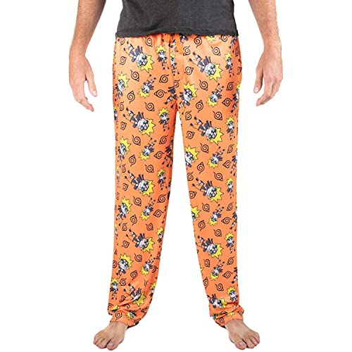 Bioworld NARUTO Anime Chibi Character AOP Orange Mens Sleep Pajama Pants