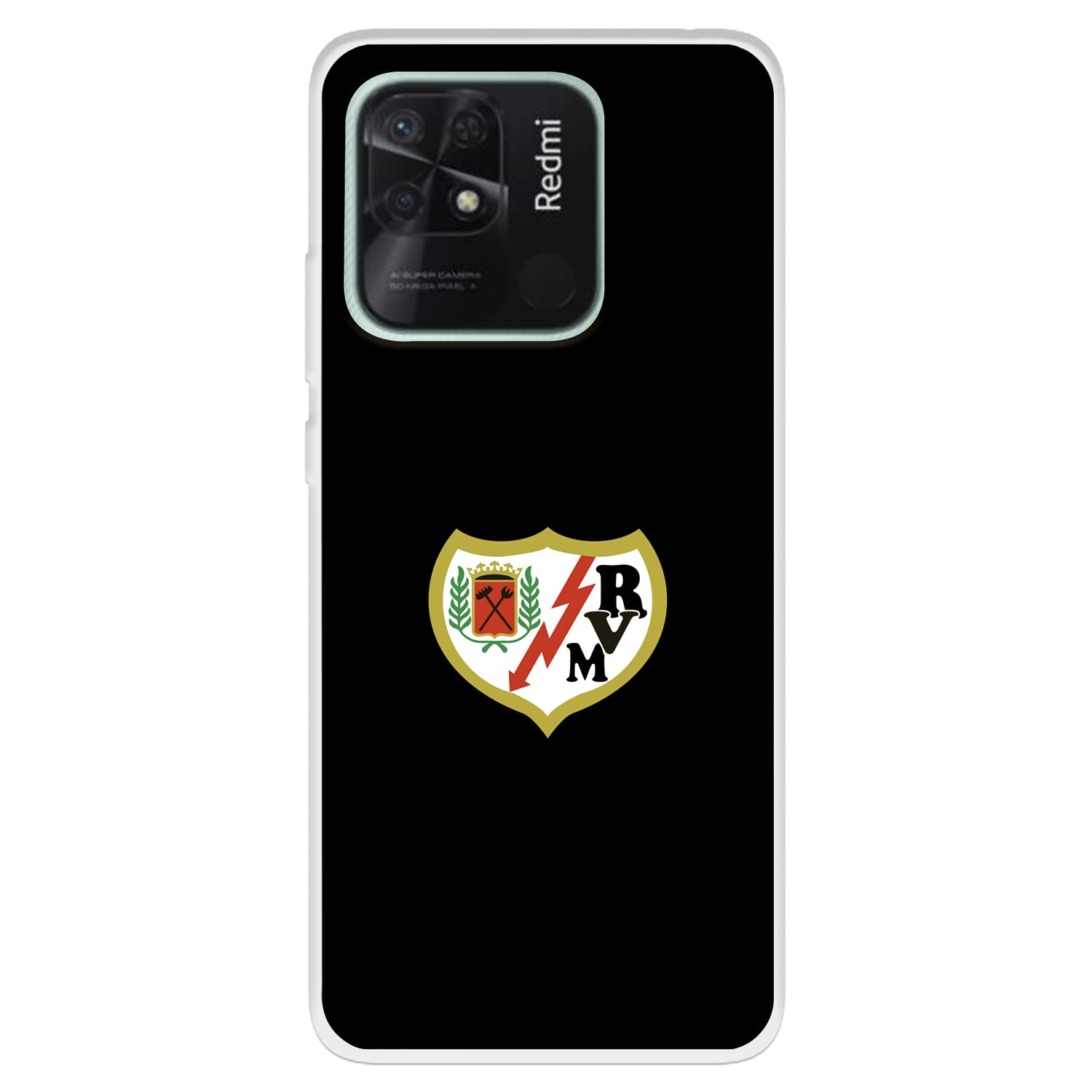 Case for Xiaomi Redmi 10C Lightning Vallecano Shield Black Background to Protect Your Mobile Phone, Flexible Silicone Case with Official Licensed Rayo Vallecano