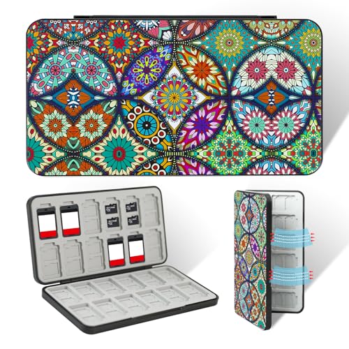 FlyingMage Switch 2 Game Case Holder for Nintendo Switch 2/OLED/Lite Games &amp; Micro SD Cards, Cute Mandala Switch2 Game Card Holder Cartridge Case with 24 Slots Game Card Storage, Totem