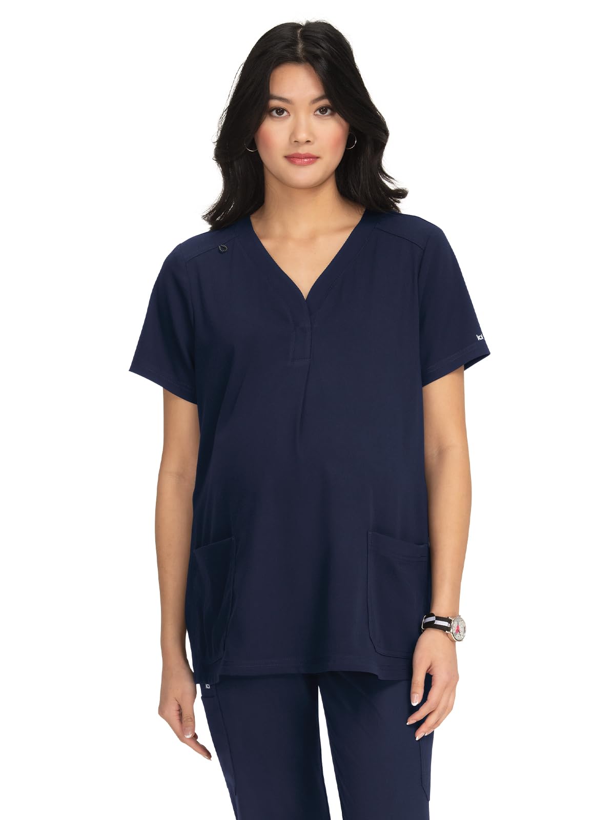 Koi Women's Navy Next Gen Onboard 2-Pocket Maternity Scrub Top, L