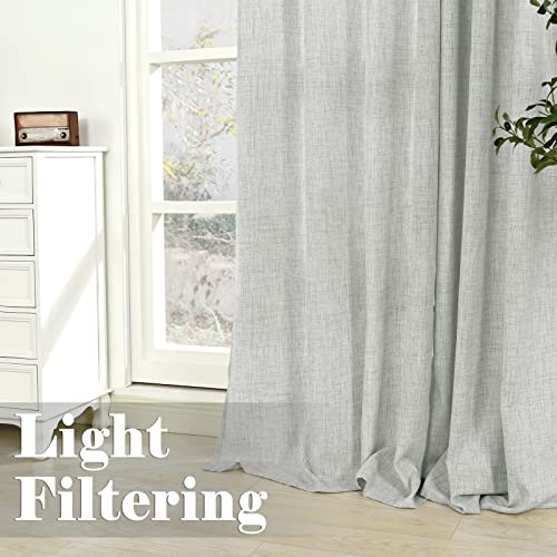 Quemas Natural Faux Linen Curtains For Bedroom 63 Inch Length 2 Panels, Thick Linen Blend Light Filtering Curtain For Living Room, Privacy Burlap Farmhouse Window Drapes, Light Grey, Each 52 X 63 Inch #TOP3