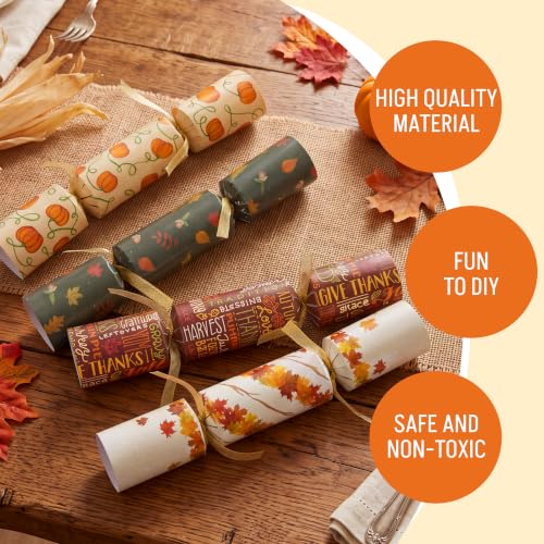 JOYIN 12 Pack Thanksgiving Party Table Favor No Snap No Popping with Party Hat, Joke & Gift Inside, Thanksgiving Holiday Traditions, Random gifts with Autumn Leaves, Pumpkin, Lettering Designs - Image 5