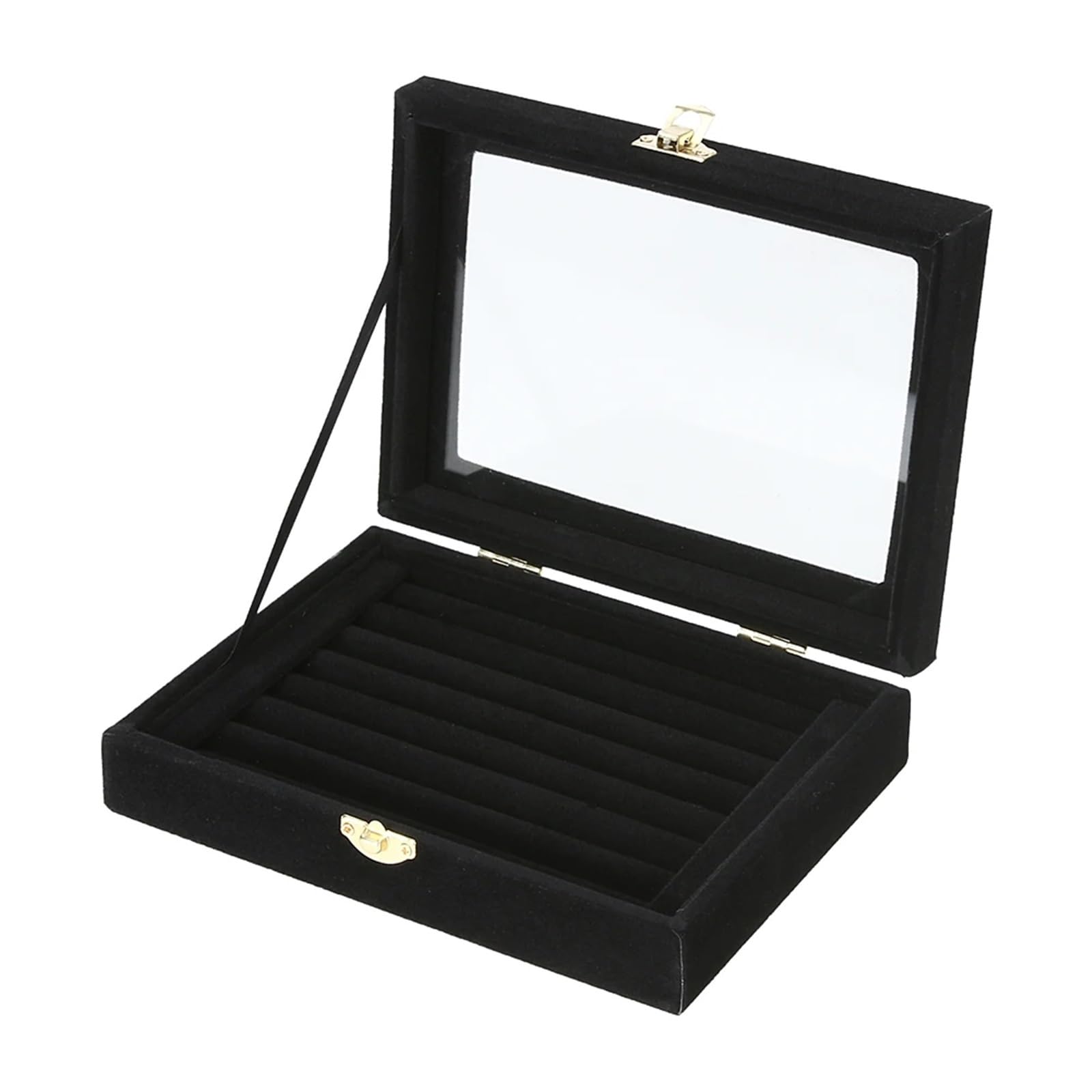 Scatola Portagioie Portagioie Anelli for Gioielli Vassoio for Organizer for Borchie Scatola for Orecchini Portatile Collana for espositore for Gioielli(Black)