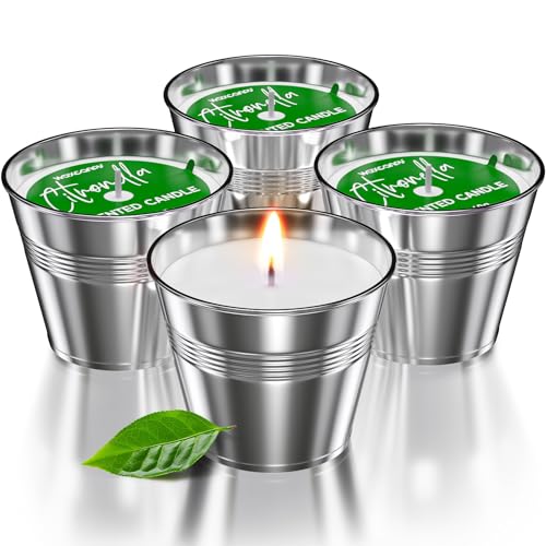 Veladoras de Citronela Para Exteriores - Set de 4 | Duración de Combustión de 60 horas | Con Aceite Natural de Citronela y Hierba de Limón | Para Jardín, Camping, Viajes y Mucho más
