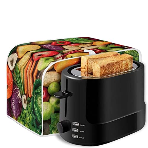 Image of Talayituse Vegetables Print 2 Slice Toaster Covers Dust Protection Bread Maker Covers Toaster Oven Cloth Cover Kitchen Accessories Washable Appliance Cover