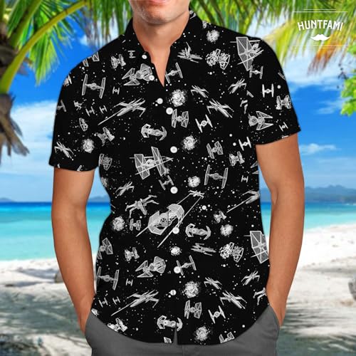 HUNTFAMI Men's Short Sleeve Shirts Button Down Casual Summer Shirts Hawaiian Shirt for Men3