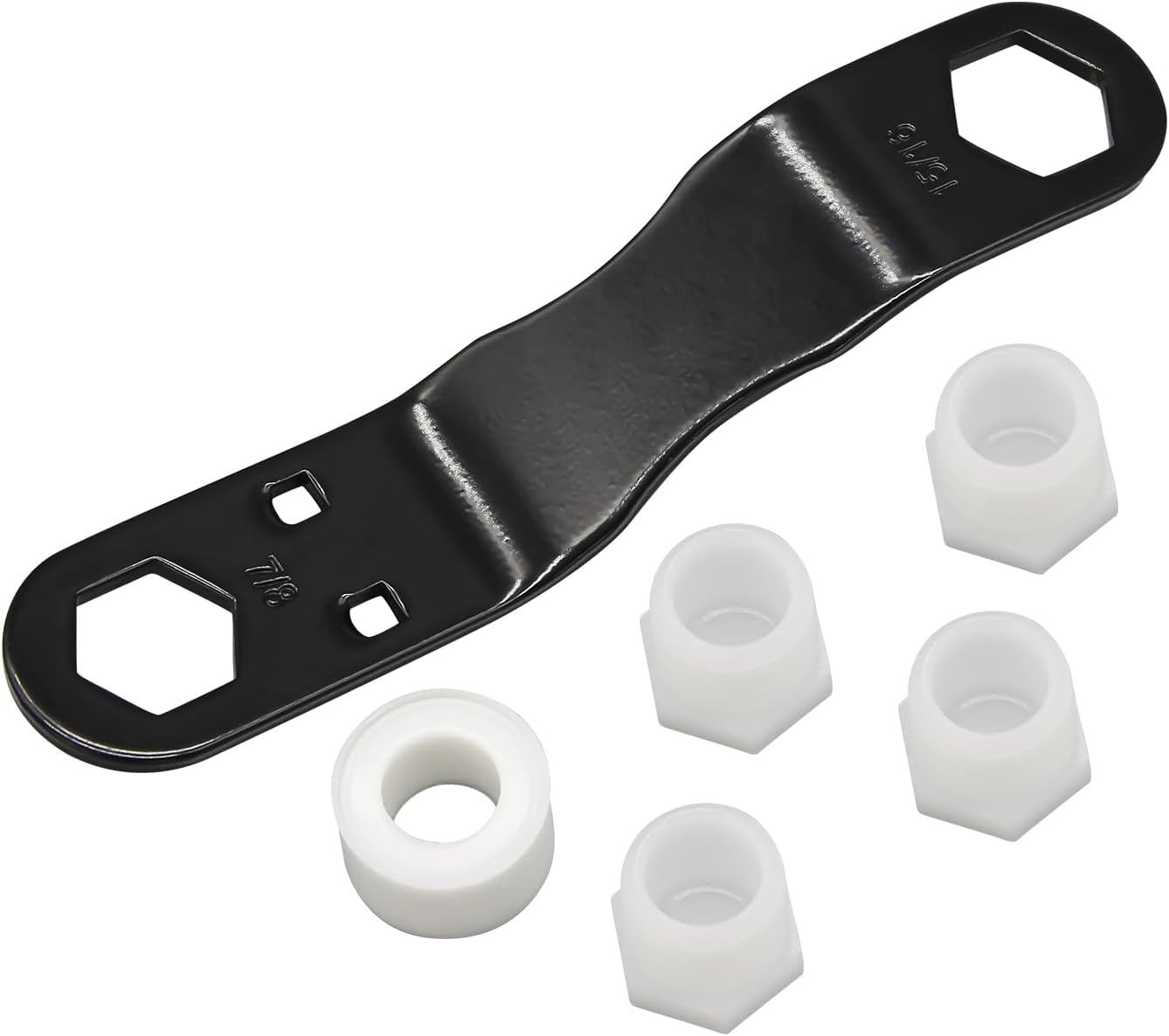 Ganivsor RV Water Heater Drain Plug & Wrench Kit, for RV Camper Water Heater Drain Plugs- Suitable for 7/8" &15/16" Drain Plugs with 4PK 1/2" NPT Replacement Plugs, 1 Roll PTFE Tape and Angled Wrench