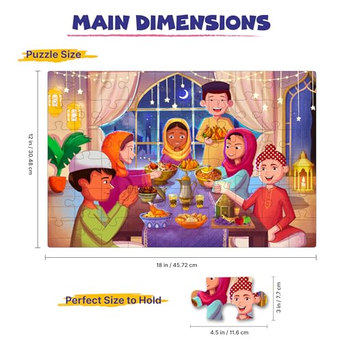 Image of Set of 2 Festive Theme Jigsaw Puzzles for Kids Age 5-8 Years | 60 Pcs Each | Dussehra & Eid-Al-Adha | Activity Sheets Included | Educational Learning Toys & Gifts
