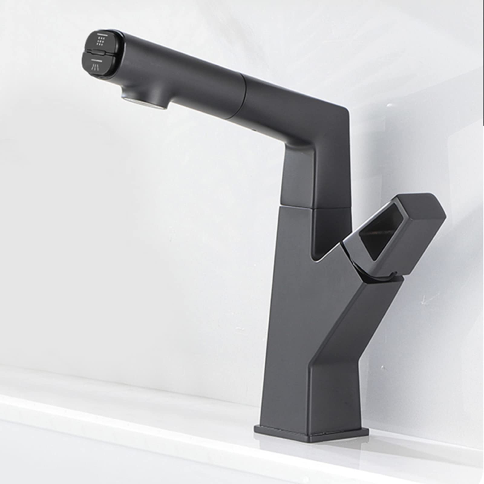 Robinet de lavabo relevable noir pour résoudre le manque d'espace de vasque