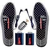 HIWARM Electric Heated Insoles with Remote Control, Far Infrared Heating Foot Warmers for Men Women, 4 Constant Temperatures Rechargeable Battery, Thermal Shoe Insoles for Skiing, Hiking, Camping(M)