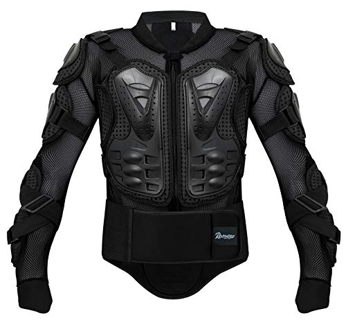 Reomoto Motorcycle Full Body Armor Jacket Spine Chest Protection Gear Motocross ATV MTB Protector Jacket for Men Women (Black, S)