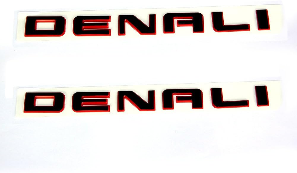 2pack Original Black Denali Hd Nameplate Emblems Badges Compatible with 2007-2019 Denali Yukon Sierra Terrain (Redline)