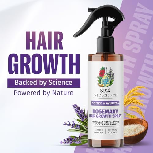 Image of Sesa Rosemary Hair Growth Spray with 100% Natural Rosemary Extract, Anagain, Kerascalp 200ml For Hair Growth | Hair Thickness | 100% Natural Extract | Scientific Ingredients | Controls Hairfall | Adds Shine | Non-Greasy | Fast Absorbing