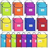 Panelee 16 Pcs Book Bags Book Pouches Reading Bags with Name Tags Book Protector Pouch Chair Pockets(16 Pcs)