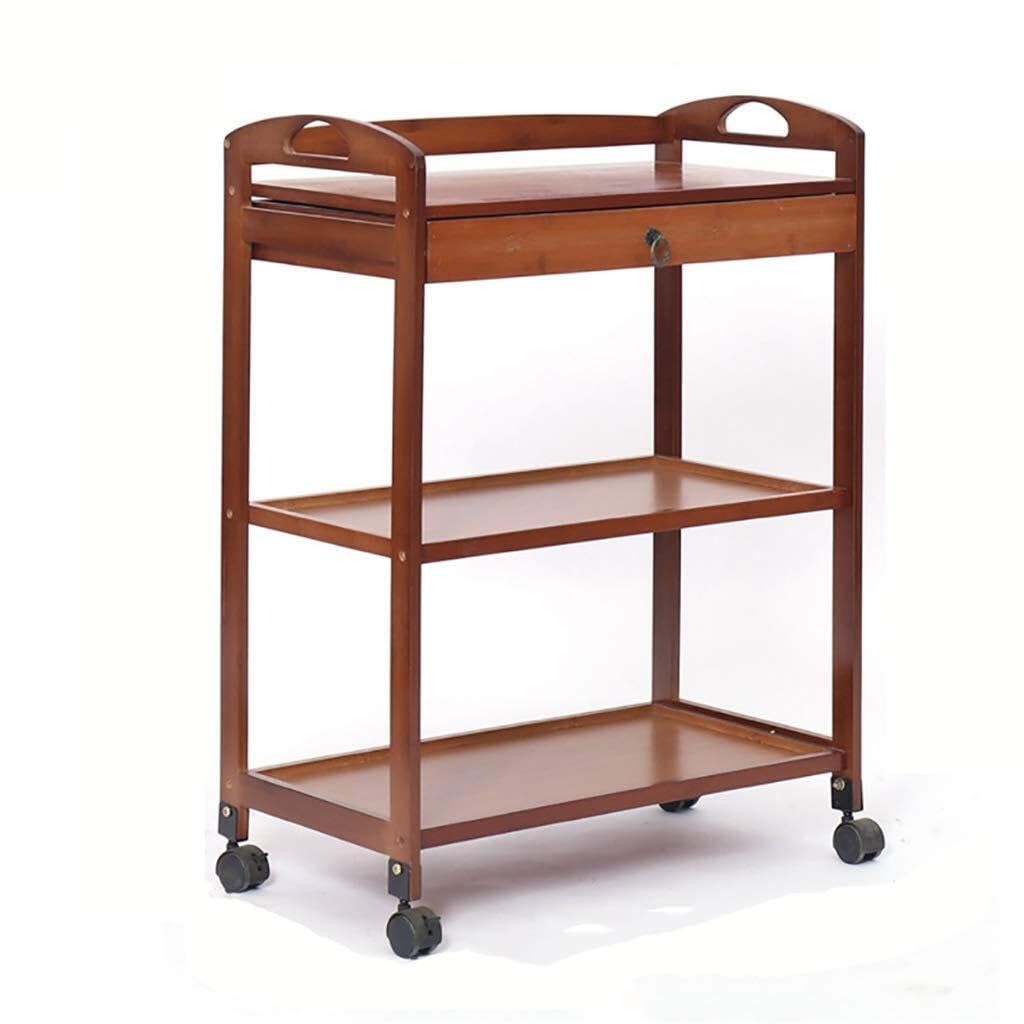 Carrito de Cocina de Madera con estantes y Ruedas, Multiusos para Servir té, Vino y Utensilios, Ideal para el hogar, restaurantes y hoteles.