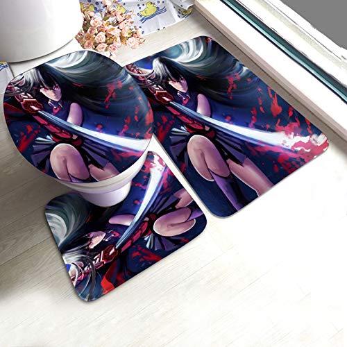 アカメが斬る！ (10) バスマット 3点セッ おしゃれ 滑り止め ラグカーペット インテリア ファッション 吸水 バスマット トイレ マット ラグマット 抗菌 61*90
