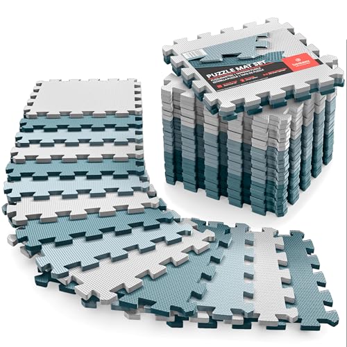 Esterilla Fitness Puzzle para Suelos de Gimnasio | Set de Protección Goma Espuma Losas Caucho para...