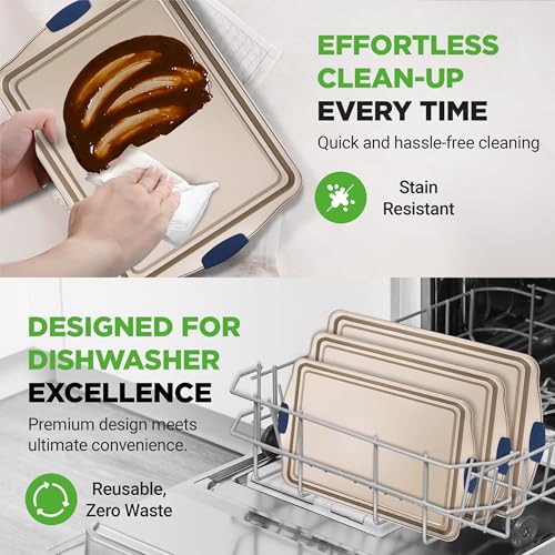 NutriChef Cookie Sheets - 3 Piece Nonstick Bakeware Set - PFOA, PFOS, PTFE-Free Carbon Steel Baking Trays with Silicone Handles, Small, Medium & Large Cookie Sheet Pans by Nutrichef - Image 7