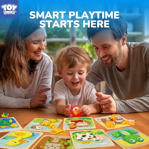 TOY Life Wooden Puzzles for Toddlers 2-4, Montessori Toys for 1 2 3 Year Old Boys Girls, Animals Puzzles Educational Learning Toys 2 Year Old, Toddler Birthday Gifts Toy for Baby Girl Boy 6M+