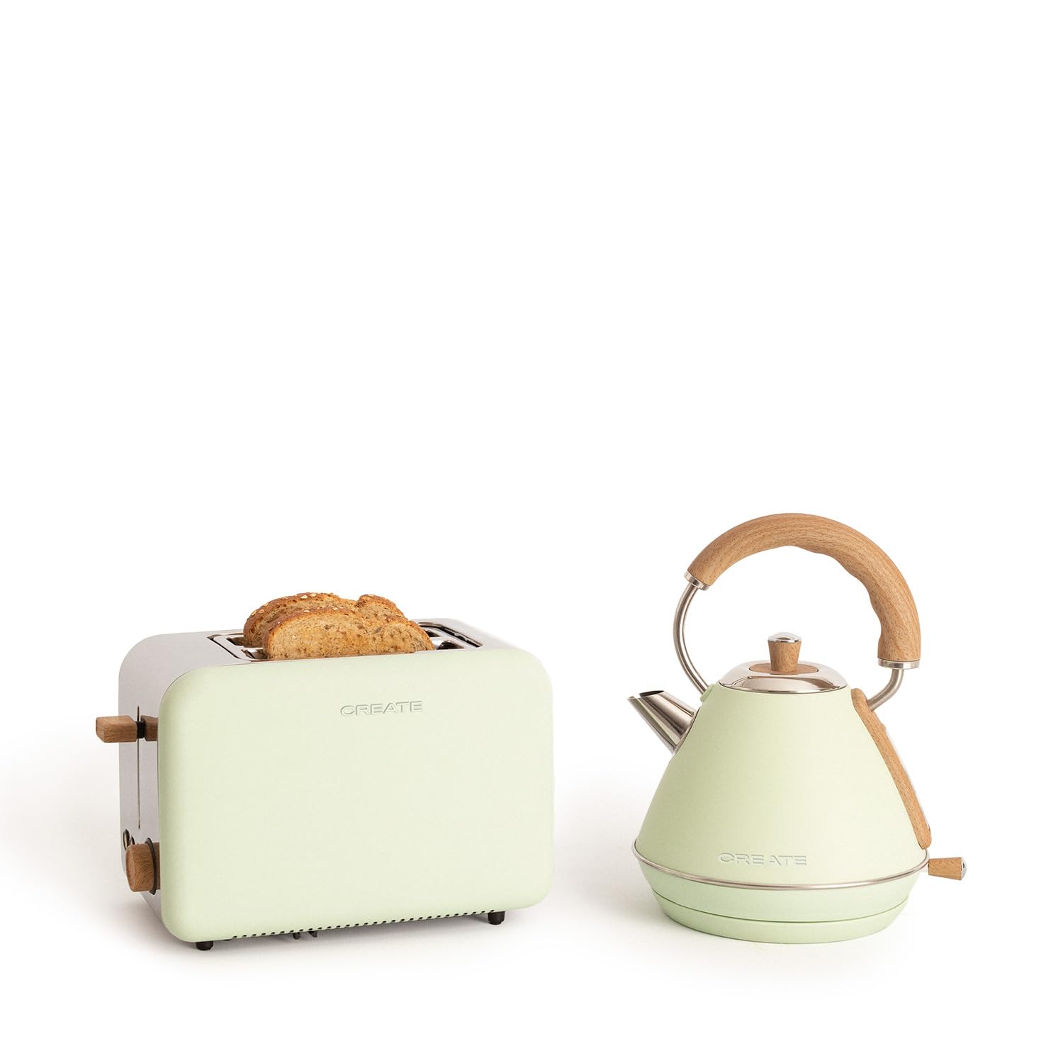 Toaster Pastellgrün mit Wasserkocher Pastellgrün 1L Retro Set