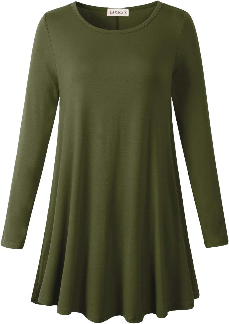 LARACE Plus Size Tunic Tops Long Sleeve Shirts for Women Swing Flowy Loose Fit Clothes for Leggings