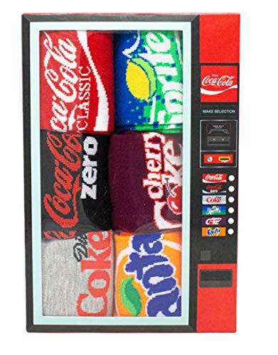 Coca-Cola Unisex-Adult ,Coca-Cola 6 Pack Crew Vending Machine Box, Assorted Multi, Fits Sock Size 9-11 Fits Shoe Size 4-10.54