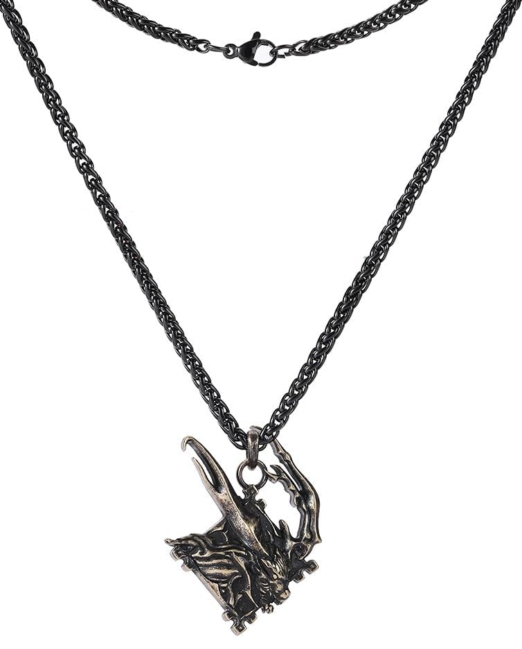 SENTIMENTAL SOUVENIRZ THINGS THAT TOUCH YOUR HEART Final Fantasy XVI 16 Eikon Logo Necklace Ifrit Brass or Solid Silver with Antique Effect Clive Efrit2