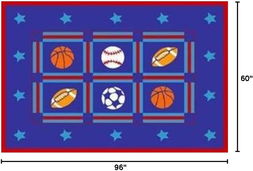 Mybecca Premium Kids Rug Sports Pack Design Children Area Rug 5' X 7' (appox.) for Nursery & Playroom