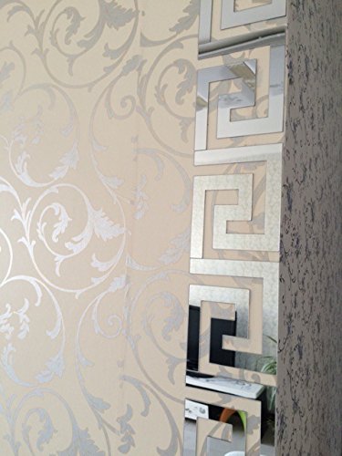 Itta 28Pcs 10X10Cm Mirror Stickers, Diy Peel & Stick 3D Acrylic Maze Pattern Border Ceiling Stickers Mirror Effect Wall Decor Home Art Mural Wedding Room Hotel Decal (Silver 1) #TOP6