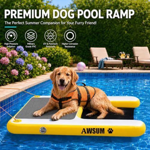 AWSUM Aufblasbare Hunde-Wasserboot-Rampe, schwimmende Leiter für bis zu 118,9 kg