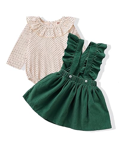 Image of Newborn Baby Girl Clothes Toddler Long Sleeve Ruffle Romper Top Infant Skirt Set Little Girl Overall Dress