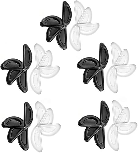 20 pares de almohadillas para la nariz para gafas, clip para la nariz, lentes de lectura, lentes de lectura transparentes, gel negro, pieza de nariz