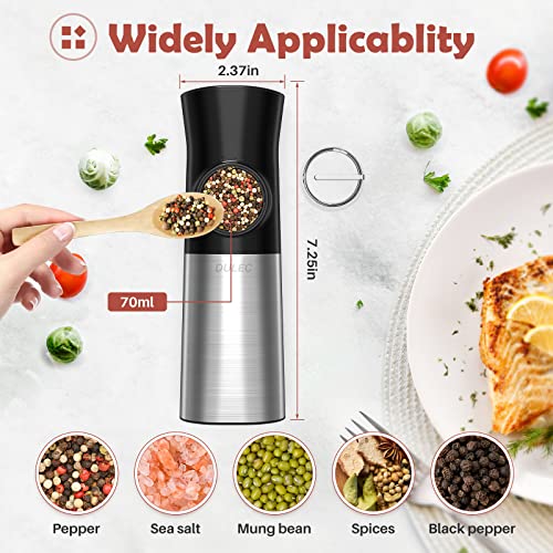 Rechargeable Electric Salt And Pepper Grinder Set, Dulec Gravity Salt & Pepper Mill Sets With Charging Base, Automatic Pepper Grinder, Adjustable Coarseness, Led Light, One Hand Use, 2 Pack #TOP4