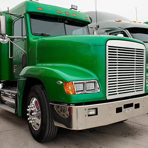 Partsam Pair Headlight Bezel With Amber Led Turn Signal Light 3 Wire Compatible With 1989-2002 Freightliner Fld Truck Replacement For A06-20738-000 A06-20738-001 #TOP3