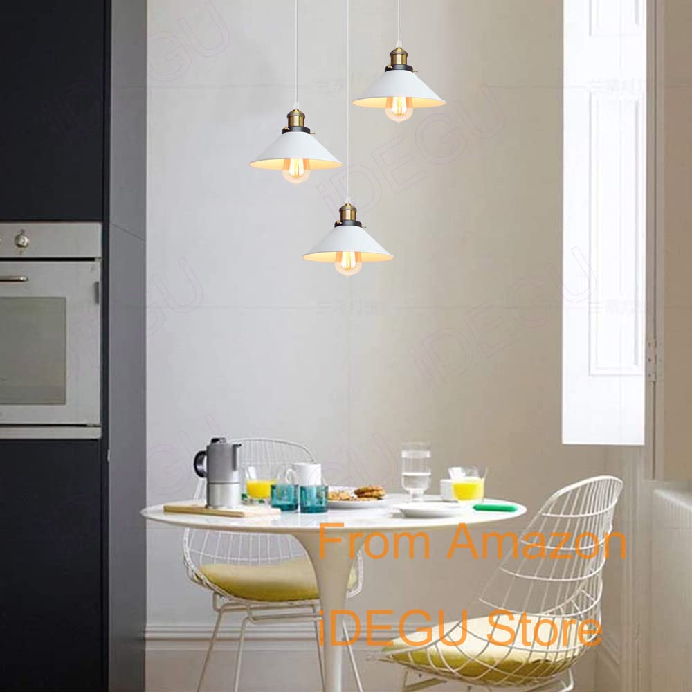 iDEGU 3 Luci Lampadario a Sospensione Vintage Industriale 22CM Lampada a Sospensione Design Retrò in Metallo E27 Illuminazione Lampada da Soffitto per Cucina Camera da Letto Soggiorno (Bianco)