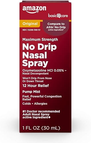 Tienda Basic Care Spray nasal sin goteo, oximetazolina HCl, proporciona alivio de la congestión nasal de 12 horas, 1 onza líquida