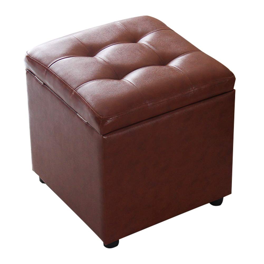 Repose-Pieds Carré de Rangement Salon Pouf Coffre à Jouets en PU 5 Couleurs