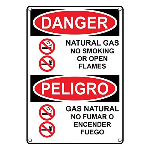 Weatherproof Plastic Vertical Osha Danger Natural Gas No Smoking ...